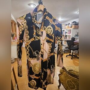 Timing Chain Pattern Shirt in Gold and Gray